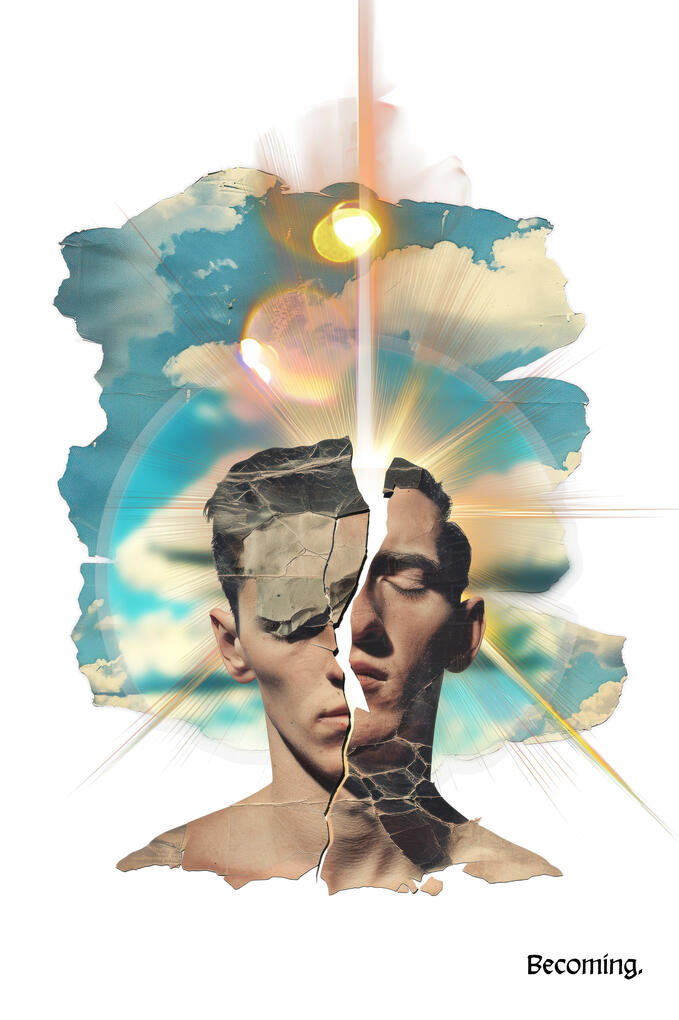 Becoming. Neither a start nor a finish, but the shape-shifting in between. The piece holds a quiet reminder: change is the only constant.